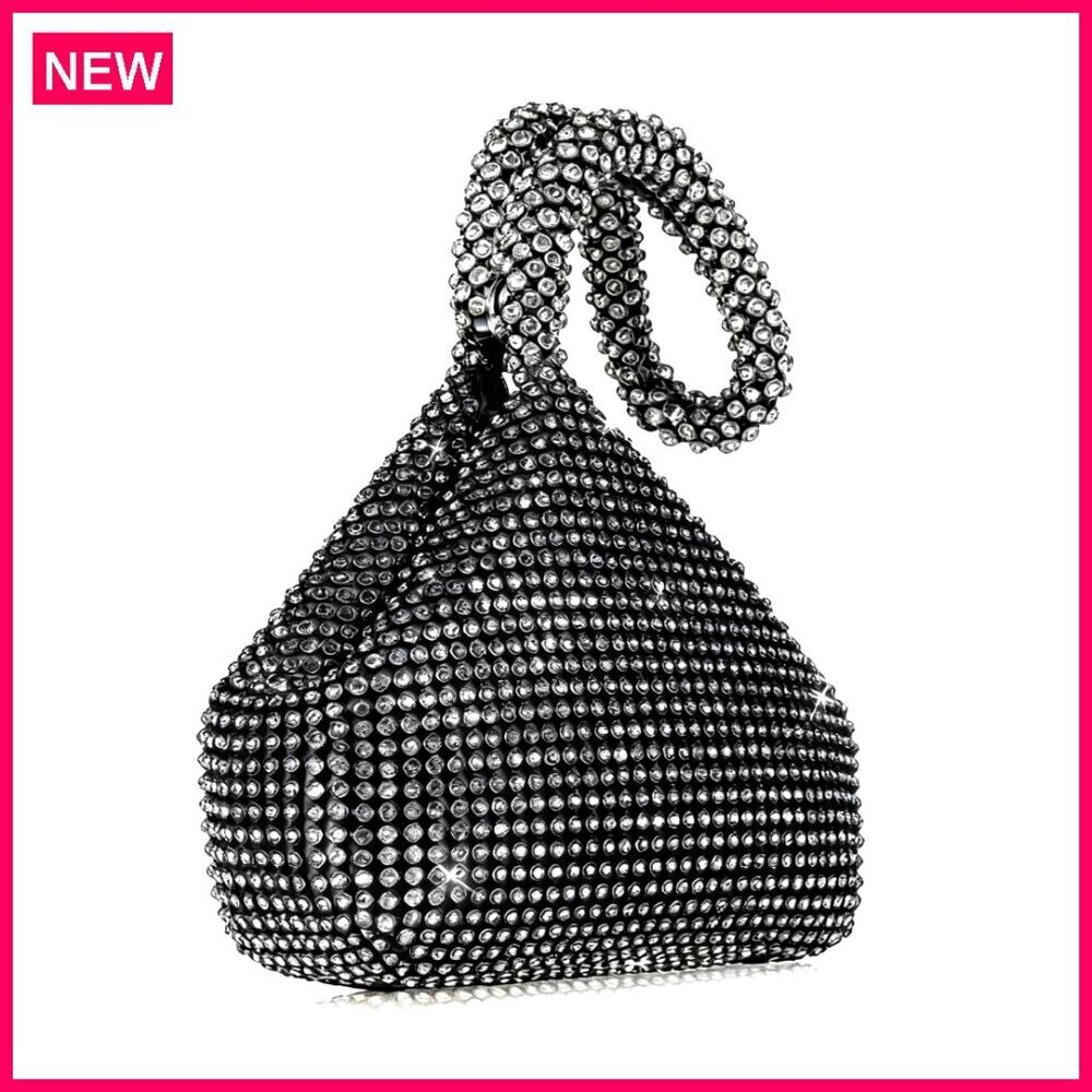 Sparkly Rhinestone Evening Bag Clutch 6.9x6.1 Inches Satin Fabric